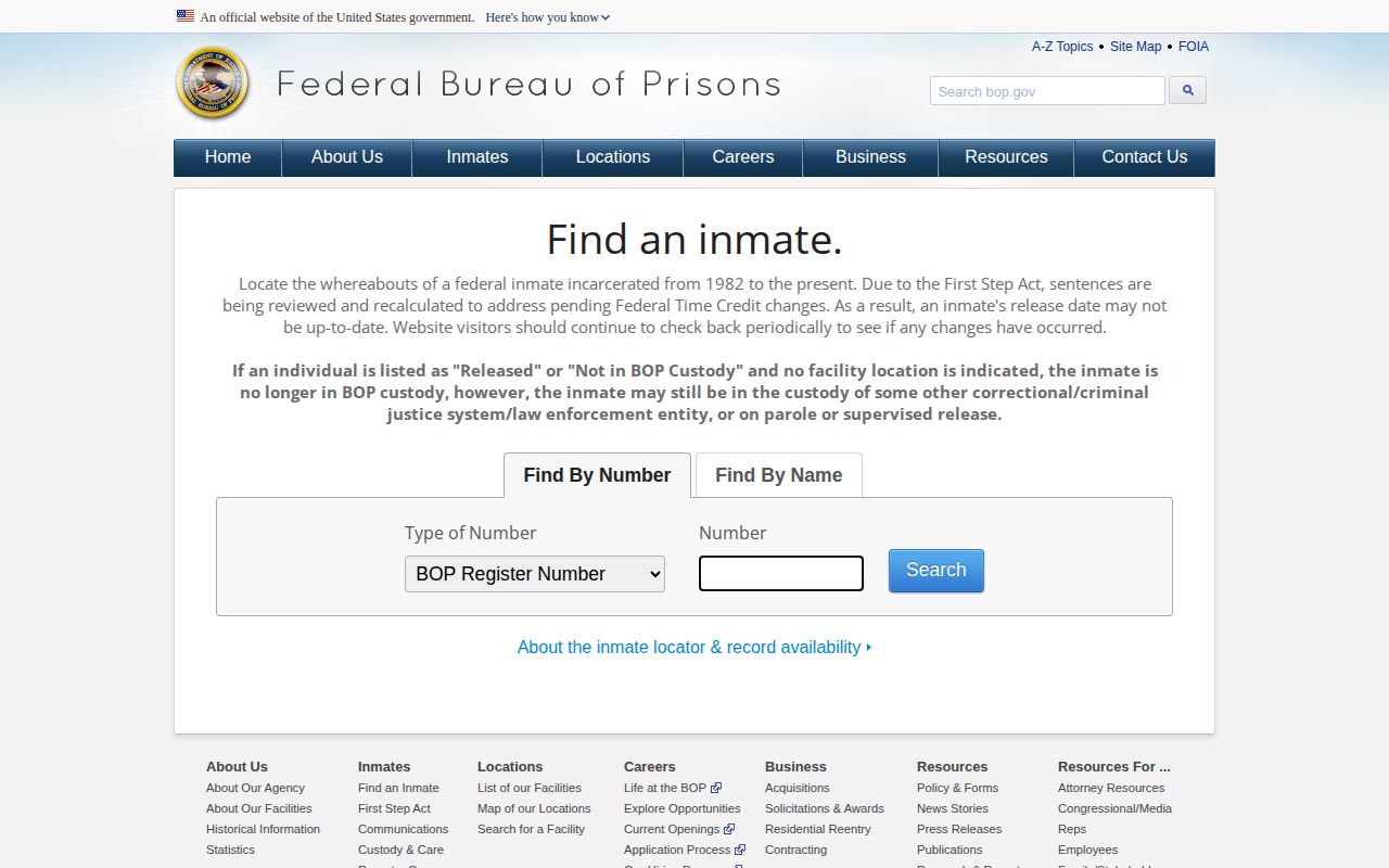 Jefferson County federal released inmate BOP locator